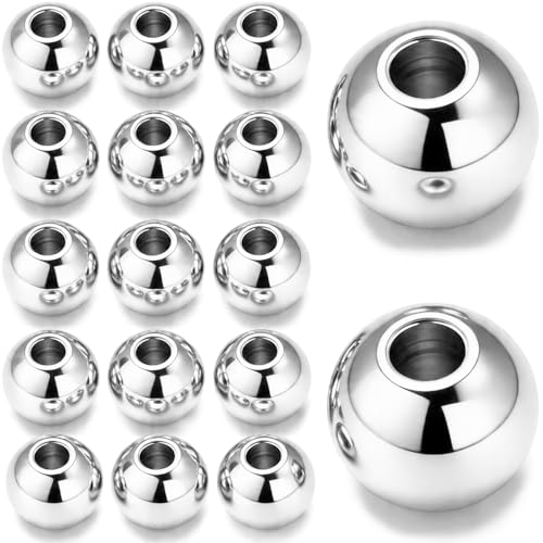 100 Pcs No Tarnish Stainless Steel Beads for Jewelry Making (Silver 6mm)