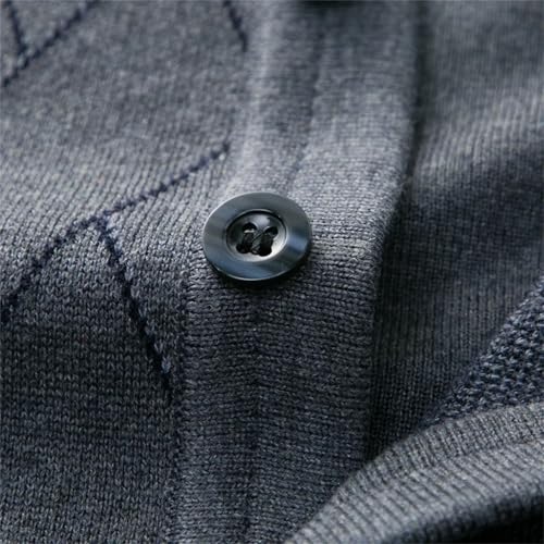 Men's Classic Wool Blend Sweater Vest Vintage V-Neck Basic Sleeveless Argyle Button Down Knitted Cardigan Vest4