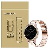 for Garmin vivoactive 4S Band, Blueshaw Quick Release Stainless Steel Metal Replacement Straps for Garmin vivoactive 4S (40mm) Smartwatch (Metal-Rose Gold)