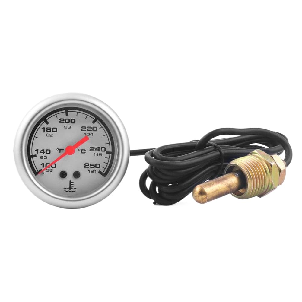 2 Inch 52MM Mechanical 12V Water Temperature Gauge 38-121℃ 100-250℉ with NPT 1/2-14 Thread for Universal Automotive Use