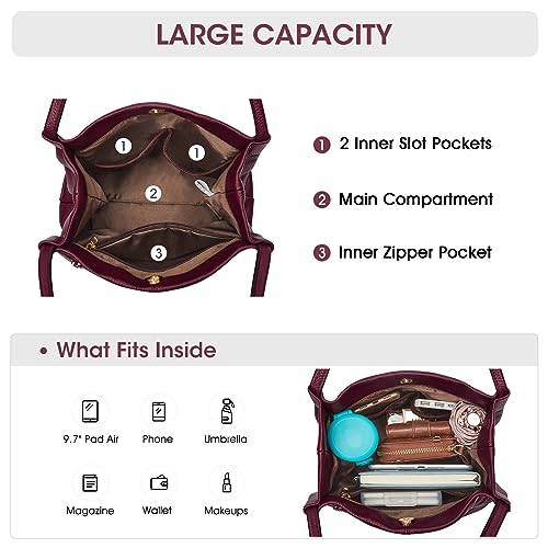 Image of Kattee Women Soft Genuine Leather Totes Shoulder Bag Purses and Handbags with Top Magnetic Snap Closure