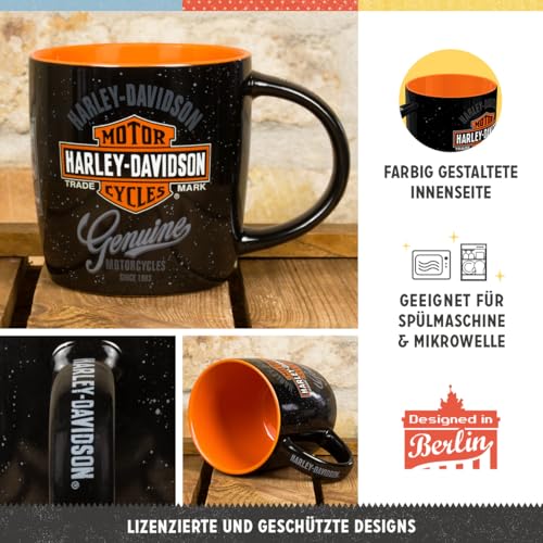 Nostalgic-Art Retro Kaffeebecher, 330 ml, Harley-Davidson – Genuine Logo – Geschenk-Idee für Biker, Original Lizenzprodukt (OLP), Keramik-Tasse für Kaffee, Vintage Design