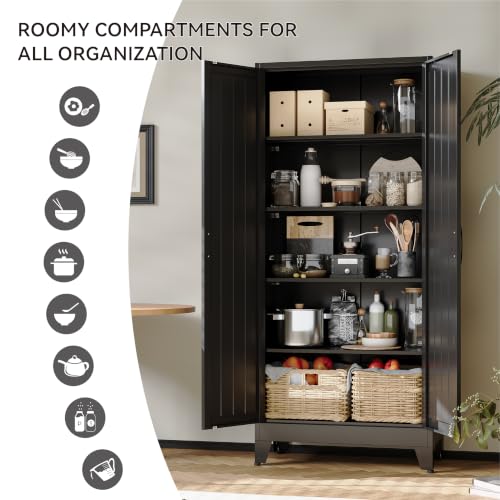 Image of COFaR 71 inch Black Metal Storage Cabinet for Office, Garage and Utility Room