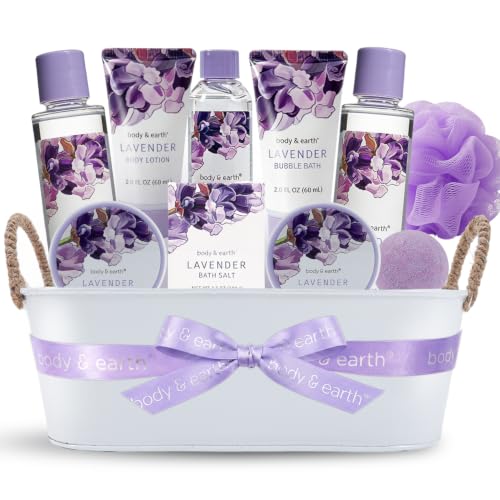 BODY & EARTH Lavender 11pc Spa Gift Baskets for Women Gifts for H...