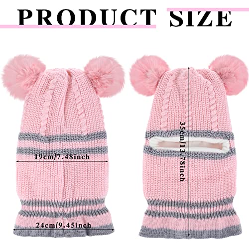 Bencailor 2 Pcs Baby Winter Hat Scarf Set Toddler Winter Hat Infant Beanie Balaclava Ear Flap for 1-5 Year Old Girl Boy(Pink, Black) - Thumbnail 3