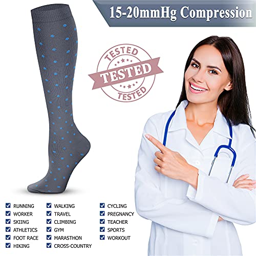 Image of QUXIANG Copper Compression Socks for Women & Men Circulation (8 Pairs) - Best for Running Athletic Cycling - 15-20 mmHg