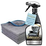 Exklusiv Chemie Echtleder Pflege 500ml + 6X Allrounder Mikrofasertücher - Intensive Pflege & Schutz für Ledermöbel, Ledersofa & Ledercouch