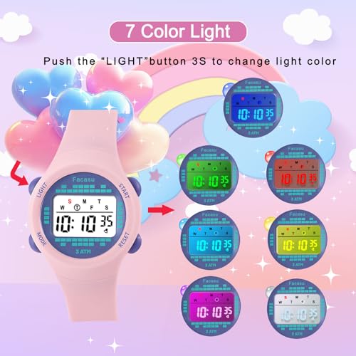 Image of Kids Digital Watch for Girls Boys,Children's Waterproof Colorful Light UP Outdoor Sport Watch with Stopwatch Alarm-Kids Gifts for Girls Boys