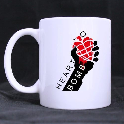 Funny Cool Design Cute Hand Holding Red Heart Bomb (Twin Side) Custom White Ceramic Mug Coffee Cup (11 Ounce)