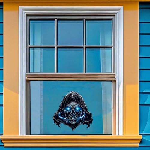 Image of 2Pcs Skull Sticker Car Decals,Car Scratch Sticker，Halloween Decorative Sticker，3D Skull Car Sticker for Car Truck Trailer SUV Outdoor Window Wall Laptop Tablet Any Smooth Surface (A)