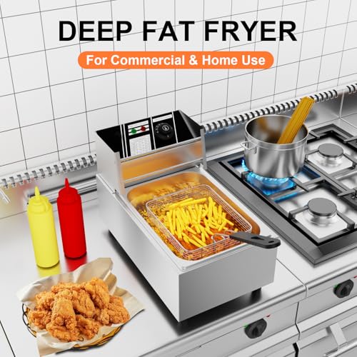 TAIMIKO Electric Deep Fryer Deep Fat Fryer Stainless Steel Chip Fryer Single Fat Tank 10L 2500W with Lid 6L Oil Easy Clean - Image 3