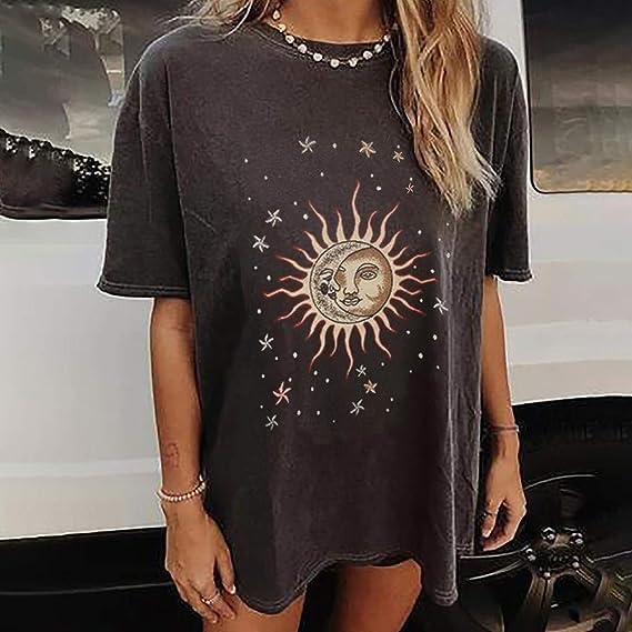 Image of Remidoo Oversized Graphic Tshirts for Women Casual Loose Fit Short Sleeve Tee