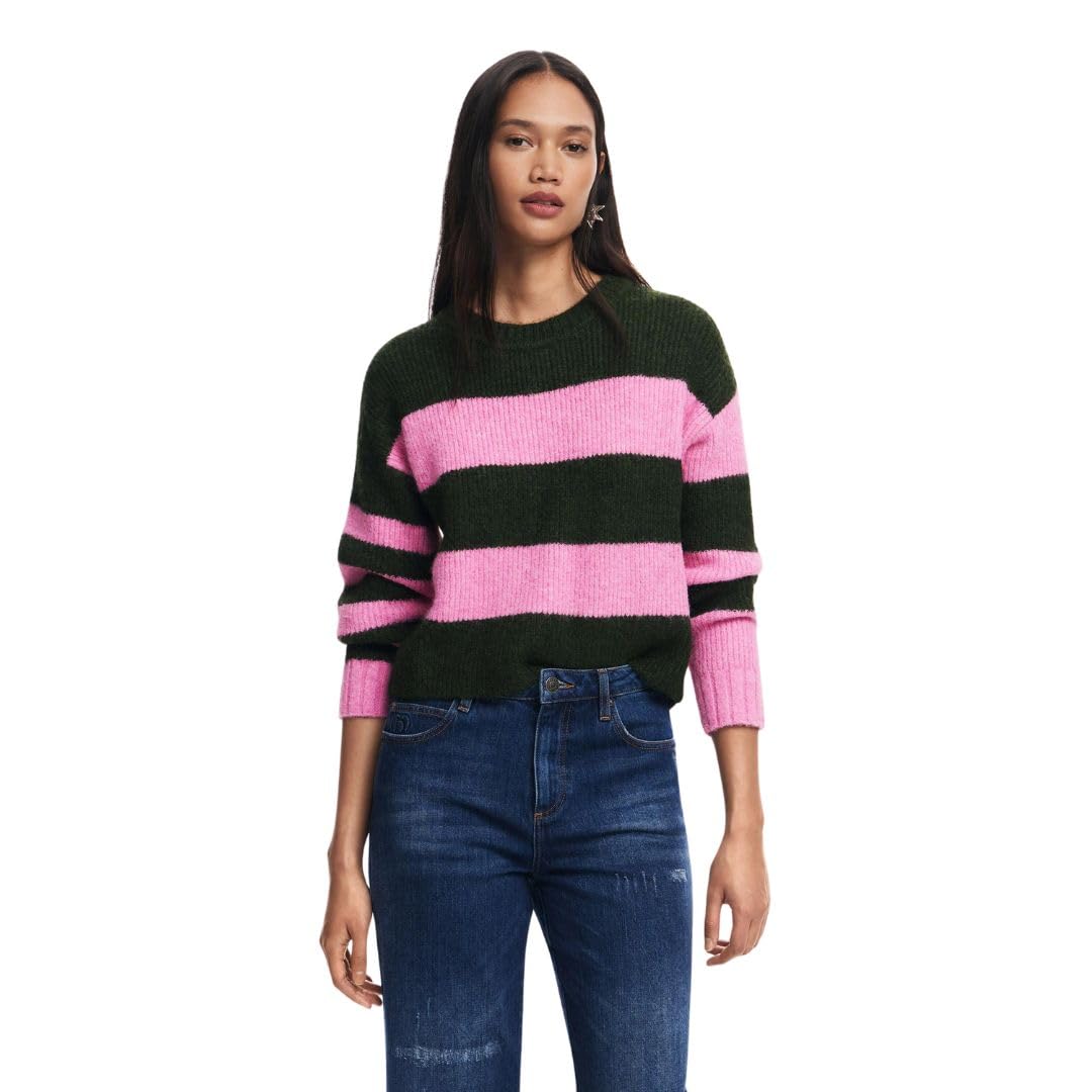 Desigual Women's Woman Flat Knit Thick Gauge Pullover Sweater, red, M
