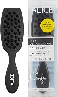 Alice - Hair Brush, Soft Silicone Bristles, Comfortable Grip Massage Brush, Wet Detangling & Scalp Massager, For All Hair Types (Black)