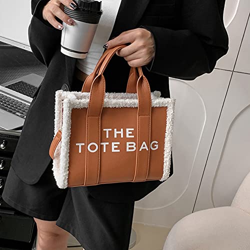 CHAMAIR The Totebag Draagtas voor dames, draagtas van PU-leer, schoudertas met handvat boven, zachte, modieuze met wol… - Image 3