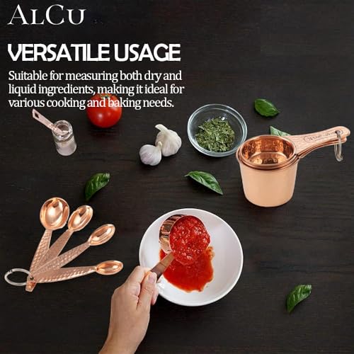 Image of Shiny Copper Measuring Cup & Spoon Set | Copper Finish Measuring Cups & Spoons for Dry & Liquid Ingredients, Ideal for Cooking and Baking (Set of 4 Cups & 4 Spoons)