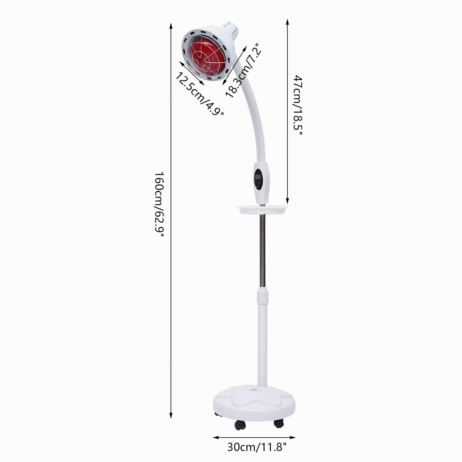 Lampe infrarouge à lumière rouge - Avec support - Pour traitement de cicatrisation des plaies - Rotation à 360° - 275 W - A++ à E