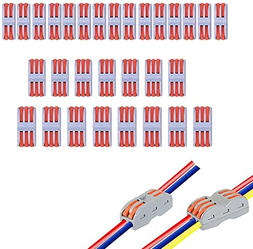 30PCS Compact Wire Conductor Connector,Aigreat Lever Nut Assortment Conductor,Wire Connectors for 2 and 3 Circuit Inline Splices, Electrical Connectors Blocks,Butt Terminal Connectors for 28-12 AWG