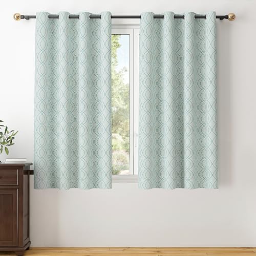 Image of Yellow Weaves 1 Pc Jacquard Oval Eyelet Window Curtain - Perfect for Home, Office, Bedroom, Living Room & Balcony - 5 Feet (Sky Blue)