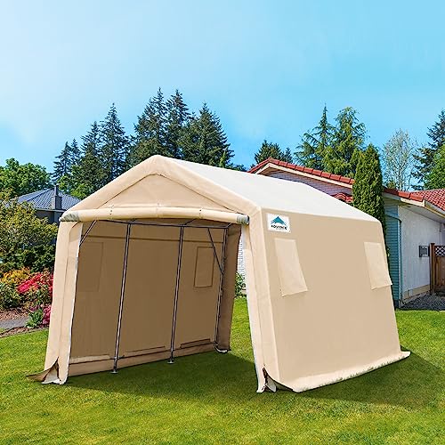 Advance Outdoor 8807BY-3 10X15 Ft Garage Shelter Steel Metal Peak Roof Anti-Snow Portable Storage Shed Carports thumb #7