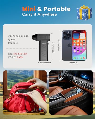 Image of Compressed Air Duster, 180000RPM Electric Air Duster, Rechargeable Cordless Air Blower with 3-Gear Turbo Fan, Canned Air Alternative for Keyboard, PC, Computer, Car, Home & Outdoor Use (Pure Black)