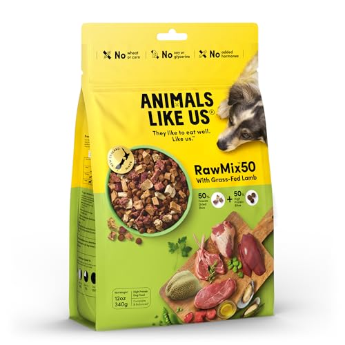 RawMix50 Premium Freeze-Dried Raw Grass-Fed Lamb Recipe Dog Food, Protein Rich, Includes Kibble, Non-GMO, No Wheat or Corn, 12 oz