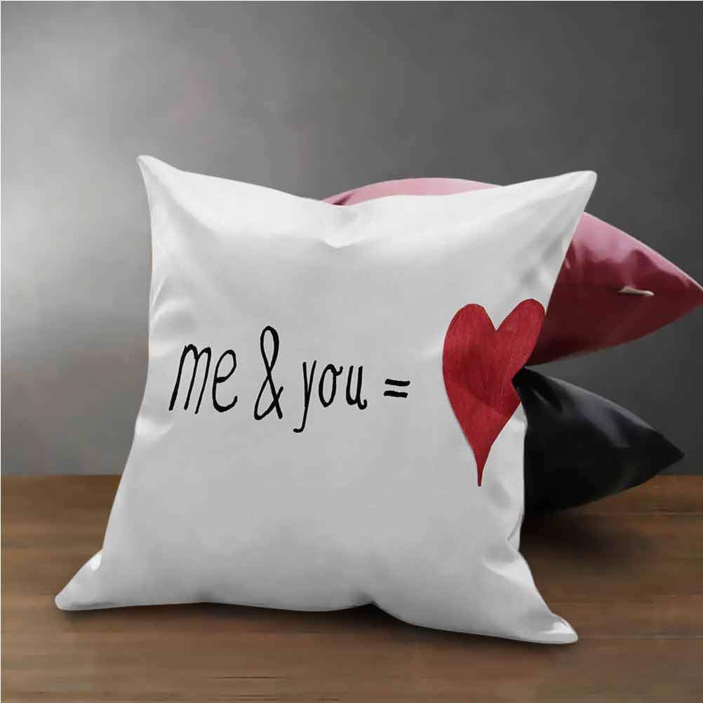 HouseLook Love Square Pillow Case and You Equal to Us Everything My World Relationship Eros Valentines Print for Sofa Couch Bed and Car Square Pillow Cover Red Black White (24"x24")