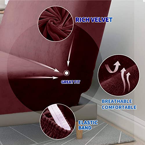 XINEAGE Velvet Futon Cover High Stretch Armless Couch Covers Spandex Fabric Sofa Bed Slipcover Anti Slip Furniture Protector with Elastic Bottom Machine Washable (Futon - Image 3