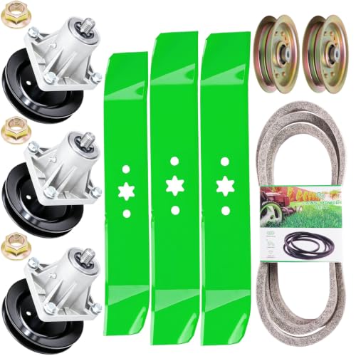 TENGMUJX 46 Inch Lawn Mower Deck Rebuild Kit Fit for Cub Cadet LT1045 LT1046 i1046 MTD 13AP605H755 Lawn Mower Includes 3 Spindles 618-0660 3 Blades 742-04125 742-04124 2 Idler Pulley 756-04129B