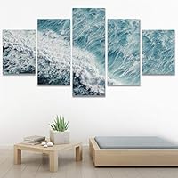 SIGNWIN 5 Panel Canvas Wall Art Coastal Scenery for Home Decorations Ready to Hang - 60