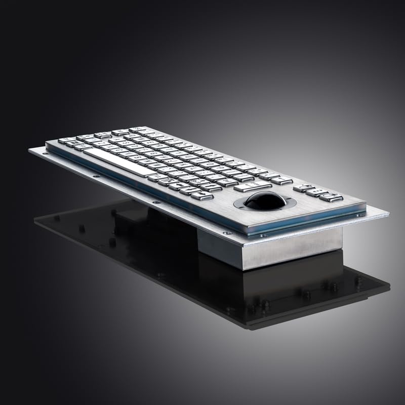 Wodoodporna, wandaloodporna, IP65, do montażu panelowego, przewodowa, metalowa klawiatura przemysłowa ze stali nierdzewnej z USB i myszką Trackball