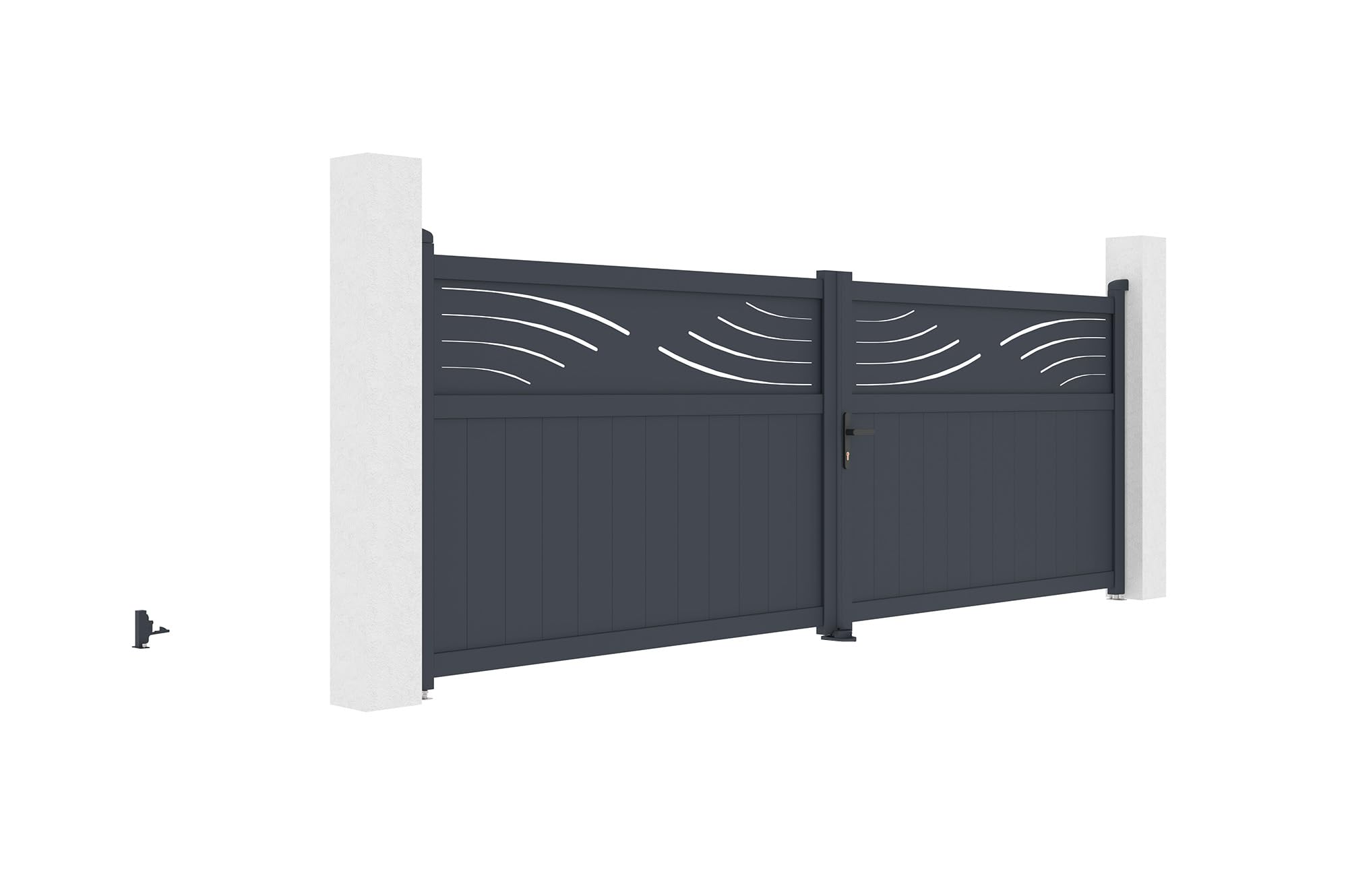 Casanoov Portail battant 4m HALTI H.140cm aluminium gris