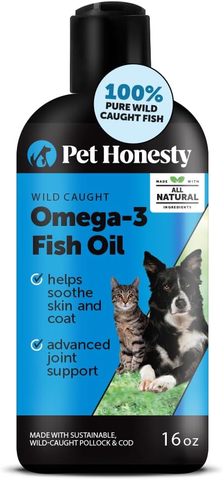 Omega 3 Fish Oil for Cats & Dogs (16oz), Wild Caught Omega 3 Fish Oil for Dogs Skin and Coat Supplement, Supports Shedding, Skin & Coat, Immunity, Joint, Brain & Heart, EPA + DHA Omega 3 Fish Oil for Cats & Dogs (16oz), Wild Caught Omega 3 Fish Oil for Dogs Skin and Coat Supplement, Supports Shedding, Skin & Coat, Immunity, Joint, Brain & Heart, EPA + DHA