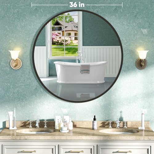 Image of NEWBULIG 36 Inch Round Bathroom Mirror, Wall Mount Vanity Mirror