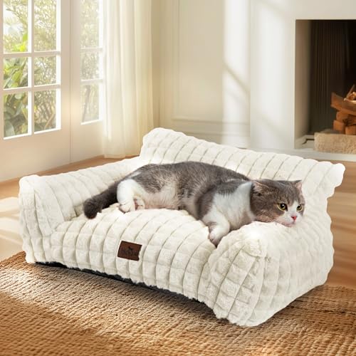 Cat Beds for Indoor Cats - Cute Cat Couch Bed Fluffy Pet Sofa wit...