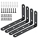 SAYAYO Équerres Étagère de Fixation Murale Console Emboutie en Métal Support d'Angle pour Étagère à Suspendre, 125 mm x 75 mm, Finition Noire Mate en Acier Inoxydable, 4 Pcs, EJ5207B-4P