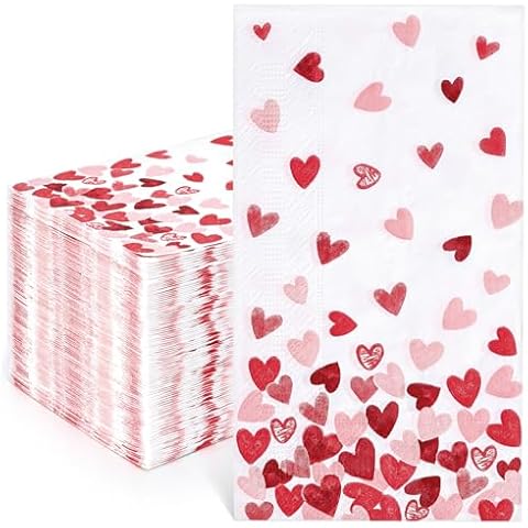 Homlouue 100 PCS Valentine Day Paper Napkins, 3 Ply Tiny Love Hearts Napkins, Valentine Disposable Guest Towels for Valentine’s Day Wedding Anniversary Bridal Shower Engagement Birthday Party Supplies Cover