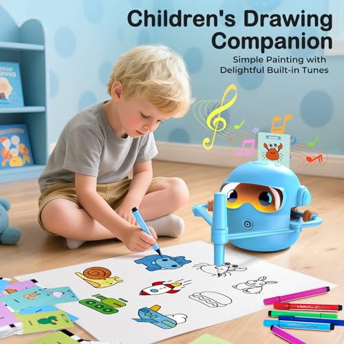 Drawing Robot for Kids Montessori Painting Toys for 3 4 5 6 7 8 Year Old, Voice Interactive Educational Drawing Machine with 100 Cards,16 Colorful Pens & Music-Gift for Boys Girls - Image 4