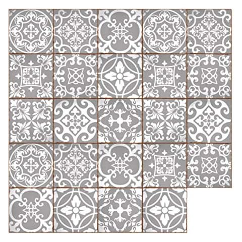 24Pcs Tile Self-Adhesive Tile Sticker for 10x10cm Tile Kitchen Bathroom Stick on Wall Stick Tile Decals-Shabby Chic Vintage Style Cover
