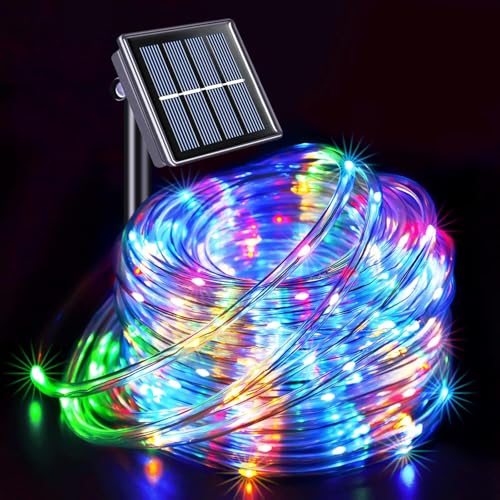 Image of AERYS 100 LED Trampoline Accessories Solar Rope Lights,10 Meter IP 65 Waterproof Rope Lights Outdoor with 8 Modes, PVC Tube Solar Trampoline Lights for Fence Camp Yard Walkway Path Garden(Multicolor)