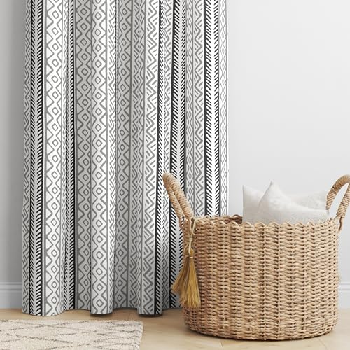 Image of THE LINEN COMPANY Cotton Room Darkening, Light Blocking Curtain 7 feet with Eyelet Rings 2 Pcs Set for Living Room, Dining Hall, Hotel, Farm House (4.5 ft x 7 ft, Bohemia Black)