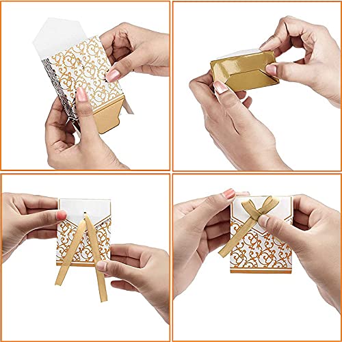 50 stks Gouden Papieren Snoep Dozen, doosje cadeaubox gastgeschenk kartonnen doos snoep doppen doosje, tafeldecoratie… - Image 4