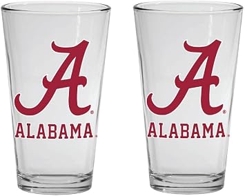 Alabama Crimson Tide Pint Glass 16oz Set of 2