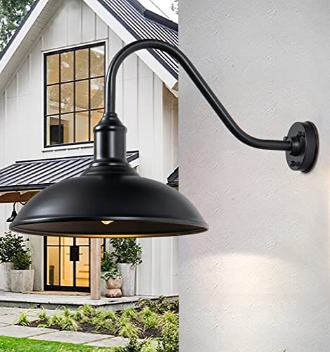 Image of 18 inch Large Barn Light with Gooseneck, Outdoor /Indoor Wall Mounted, Industrial Exteior Waterproof Light Fixture for Farm, Warehouse, Storefront, Sign Lighting