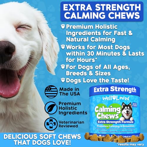 Calming-Chews-for-Dogs-Dog-Calming-Chews-Made-in-USA-Vet-Recommended-Behavior-Support-with-Melatonin-Hemp-Stress-Separation-Fireworks-Travel-Extra-Strength Calming Chews for Dogs Dog Calming Chews Made in USA Vet Recommended Behavior Support with Melatonin Hemp Stress Separation Fireworks Travel Extra Strength