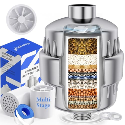 Filtro de Ducha Anticalcáreo con Turbo Boost, 2 Cartuchos de Filtro Reemplazables, Filtro de Agua para Ducha Elimina el Cloro, los Metales Pesados, Protege la Piel y Mejora la Calidad del Agua