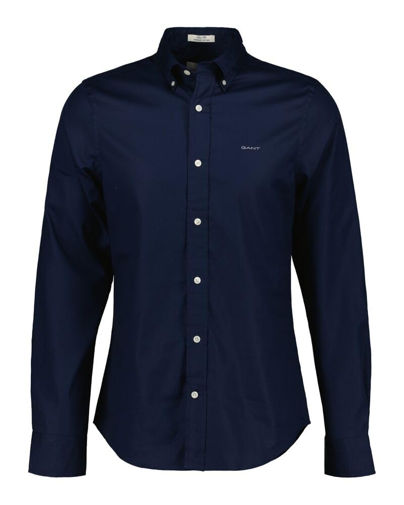 GANT Men's Slim Pinpoint Oxford Shirt Classic Shirt, Navy, Standard, Navy, S