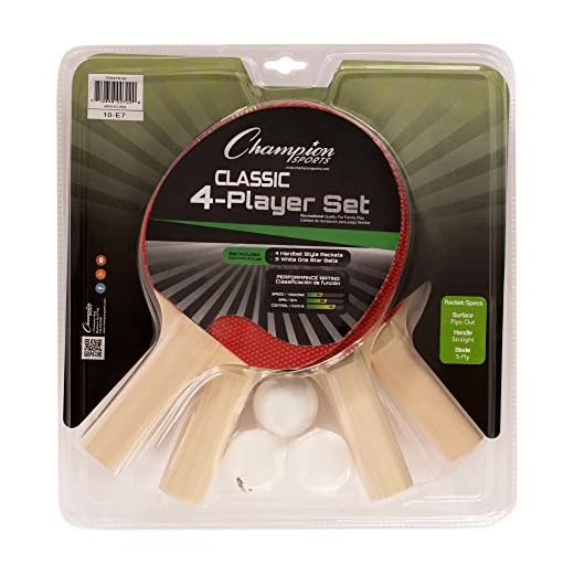 Champion Sports PN100 Table Tennis Set: 4 Player Ping Pong Accessories Kit with 4 Paddles & 3 Balls, Indoor Ping Pong Equipment for Men, Women & Kids