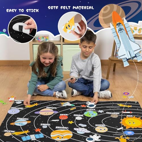 Image of SNOWIE SOFT Solar System Busy Board for Toddlers 1-3, Early Learning Interactive Montessori Busy Board, Sensory Toys for Kids to Develops Hand-Eye Coordination & Cognitive Skills, 115 * 83cm
