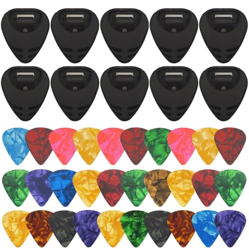 SourceTon - 40 piezas de accesorios de guitarra, 30 púas de guitarra y 10 soportes para púas de...